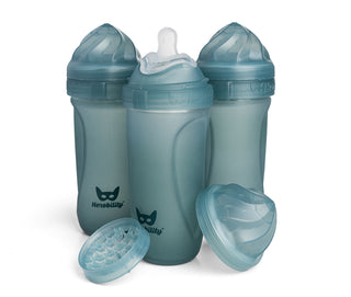 3-Pack Heat-Sensing Glass Baby Bottles 320 ml, Teal
