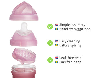3-Pack Heat-Sensing Glass Baby Bottles 220 ml, Rose 